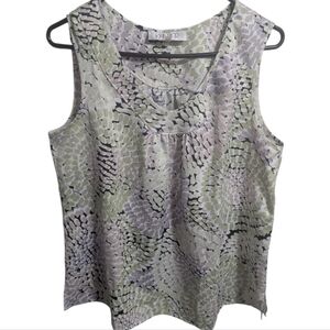 Kasper Women's Sleeveless Blouse Medium Pastel  Green Multi Color W-386